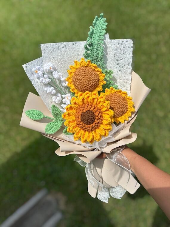 Crochet Flowers Bouquet, Graduation Bouquet, ...