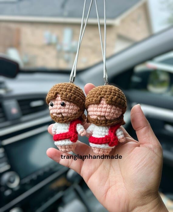 Crochet Mini Jesus Keychain/Hanging, Birthday...