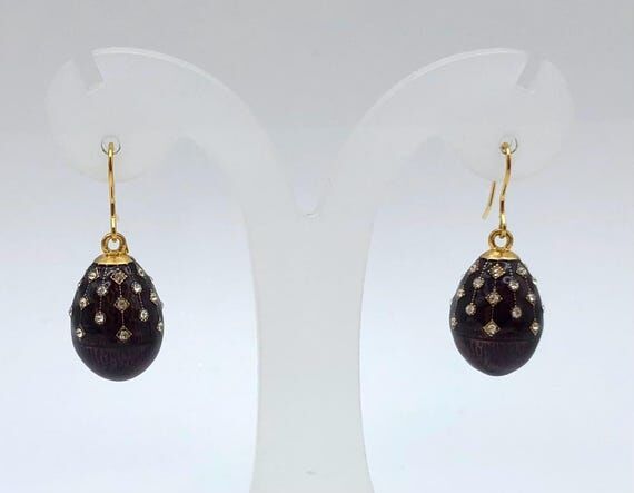 Earrings, enamel, metal alloy, rhinestones...