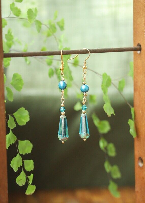 Fairycore Earrings | Aquamarine Colored Glass...