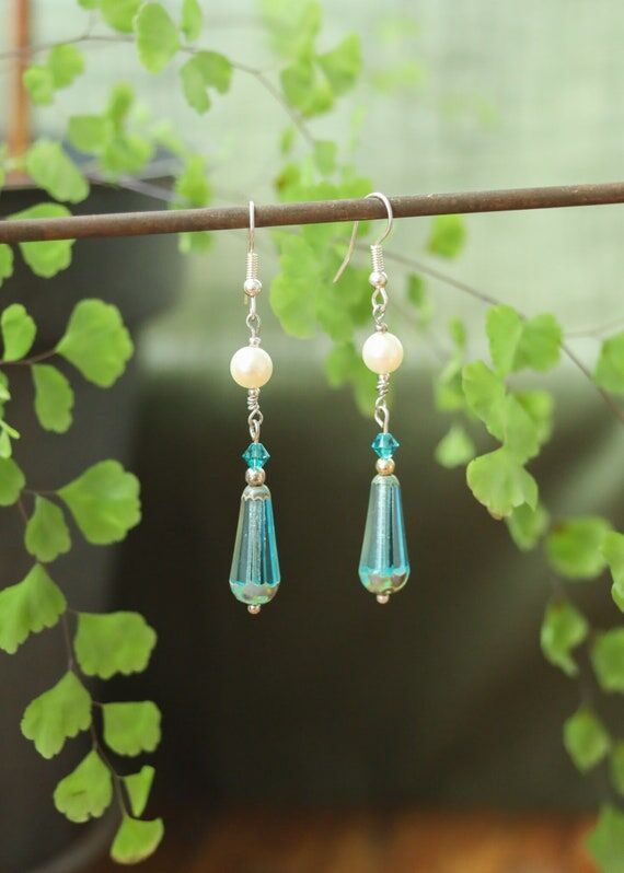 Fairycore Dangle Earrings | Aquamarine Czech ...
