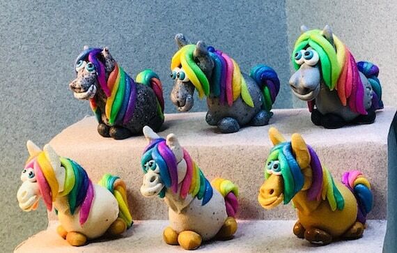 RAINBOW maned Horse Miniatures, in several bo...
