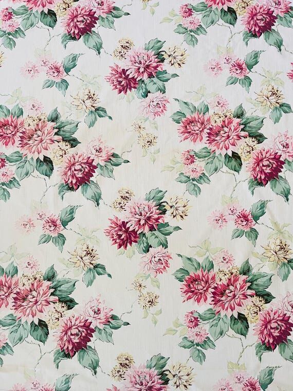 Vintage Floral Fabric ~ Two Panels ~ Cottage ...