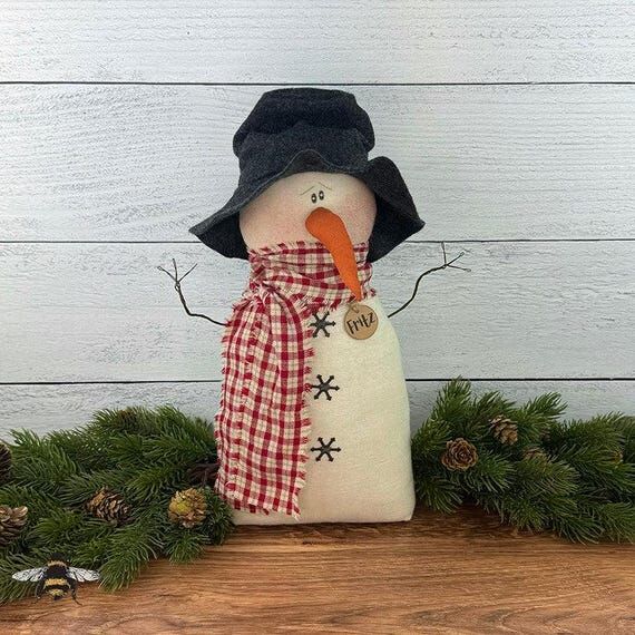 Curly Nose Snowman Rustic Winter Decor: Fritz...