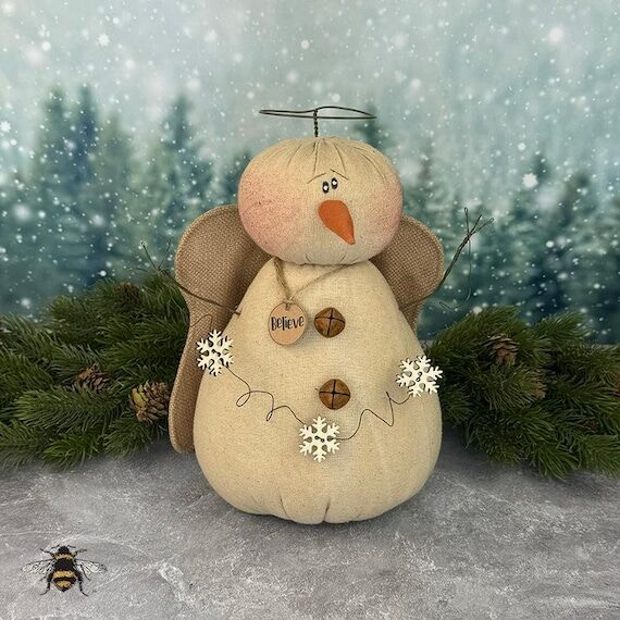 Believe The Snowy Snowman Angel - Primitive H...