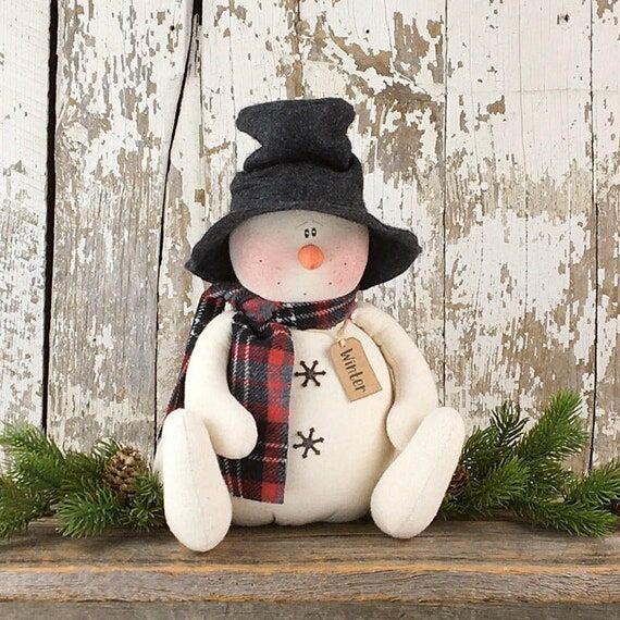 Top Hat Snowman Rustic Winter Decor: Soft Scu...