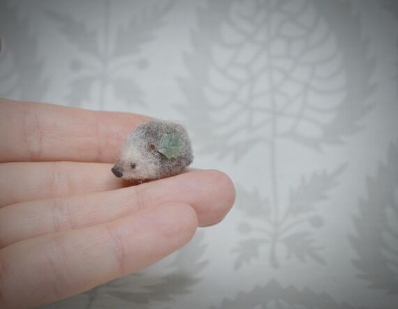 Needle Felted Hedgehog Miniature: Handmade Wo...