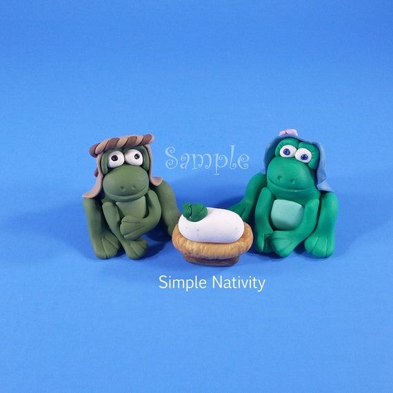 Frog Nativity Set: Handcrafted, Unique, Polym...