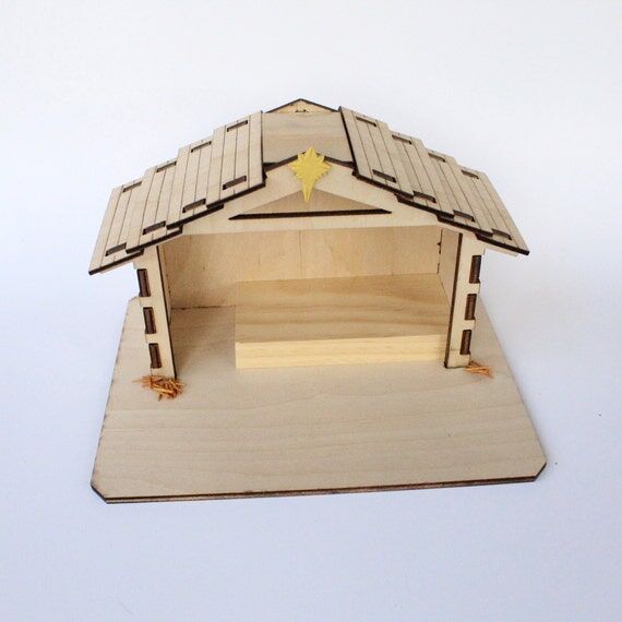 Nativity Stable: Wooden Manger Scene, Christm...
