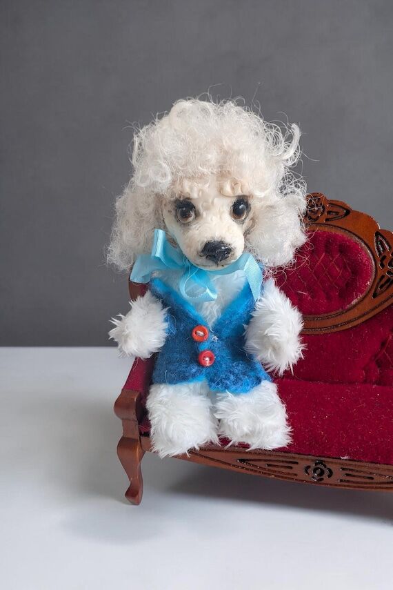 OOAK Poodle Ornament, Handmade Dog Art Doll, ...