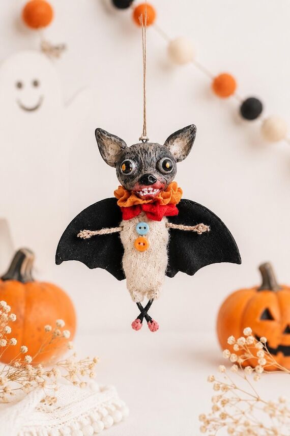 Gothic Victorian Bat Ornament, OOAK Art Doll ...