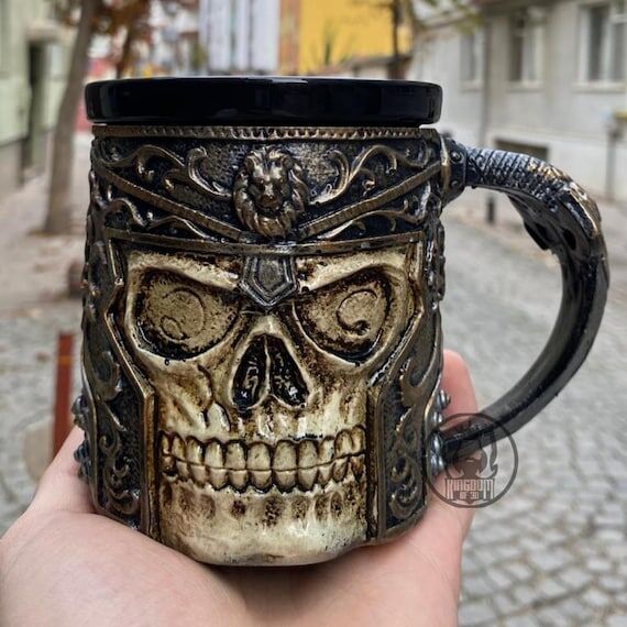 Knight Skull Mug – Gothic Medieval Warrior ...