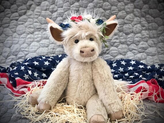 Handmade Alpaca Highland Cow Artist Bear: Ame...