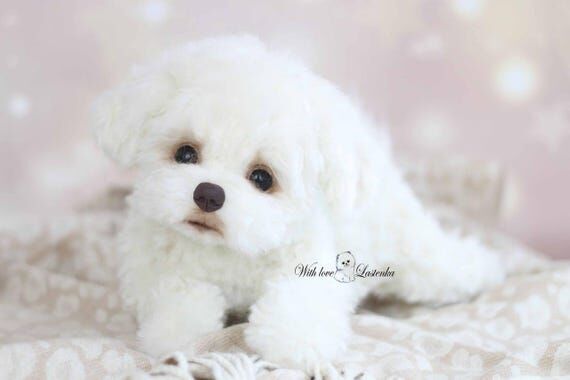 Realistic Maltese Puppy Plush: Soft Sculpture...