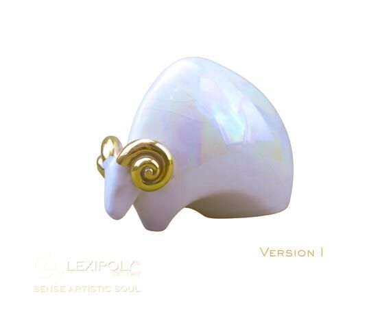Luxury Ceramic Ram Sculpture with Gold Luster...