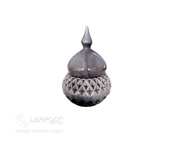 Gray Glazed Ceramic Vase Jar with lid | Choco...