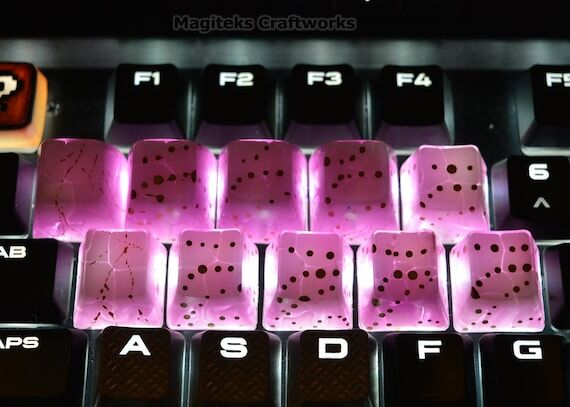 1 Dotted Abstract Resin Keycap || Pink Purple...