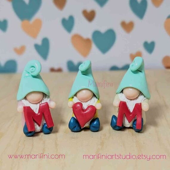 Mother's Day Gnome Set/ Miniature Clay Mom Gn...
