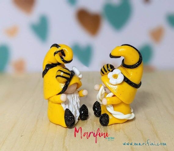 Tiny Bee Gnomes: Handcrafted Polymer Clay Spr...
