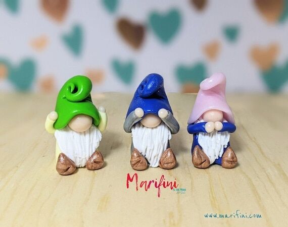 See No Evil Gnomes/ Miniature Handmade Polyme...