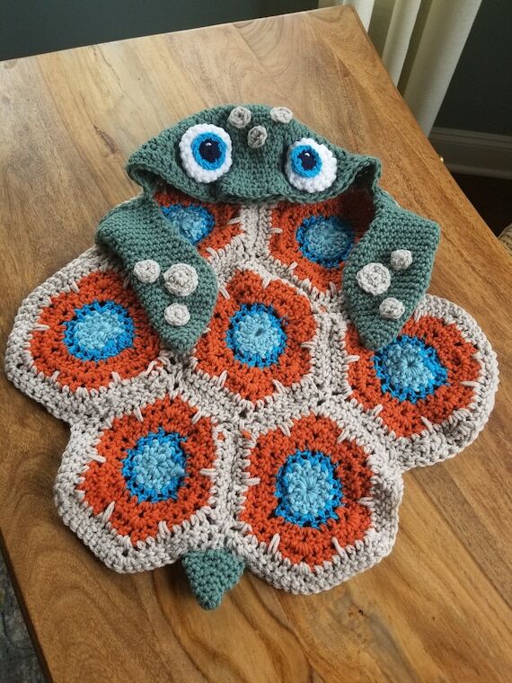 Handmade Crochet Hooded Sea Turtle Blanket, ...