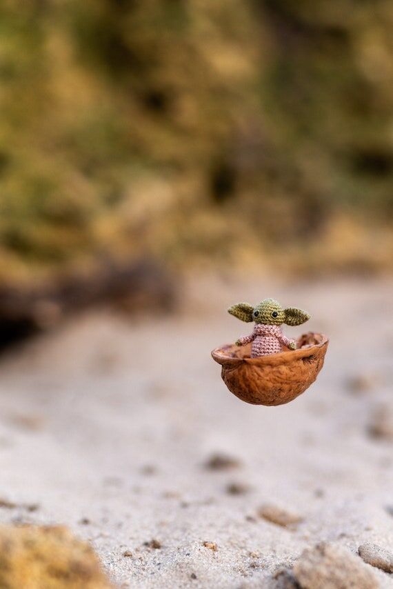 Miniature Crochet Alien Doll, Tiny Green Amig...