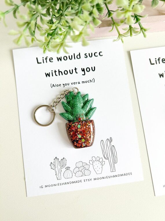Succulent Keychain, Plant lover Gift, Cactus ...