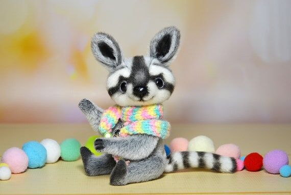 Art doll raccoon toy mini plushie raccoon toy...