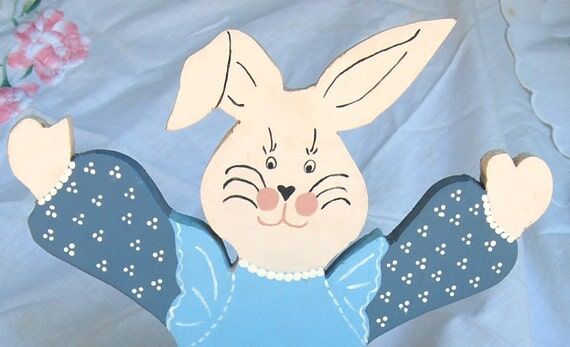 Hand Painted Blue Bunny Rabbit Children's Coa...