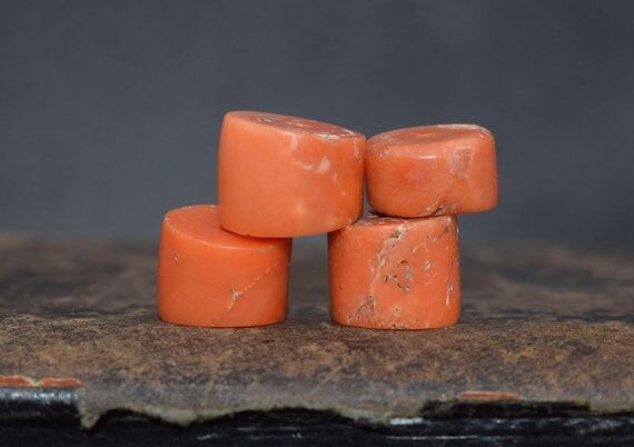 Antique Red Coral Bead: Natural Mediterranean...