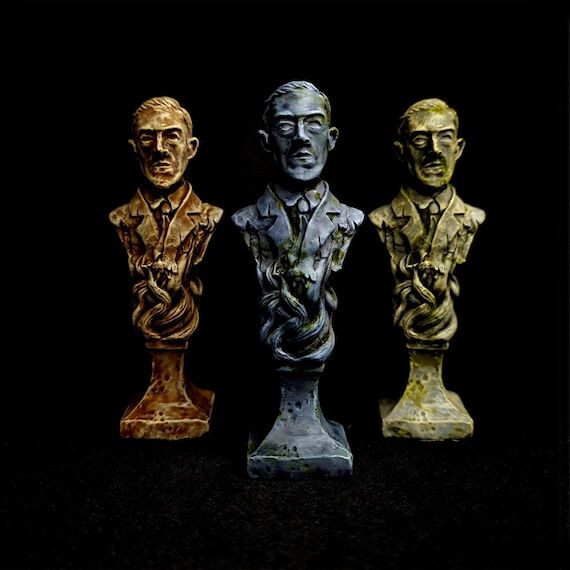 H.P. Lovecraft Mini Bust, Hand Painted. Handm...