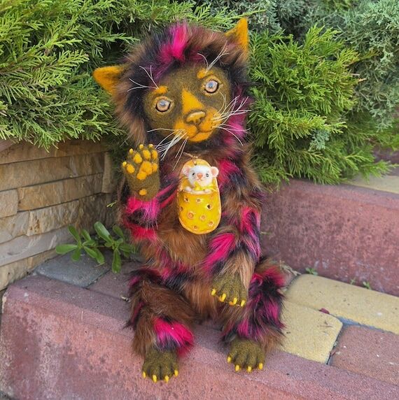 Collectible OOAK Art Toy, Cat Plush, Poseable...