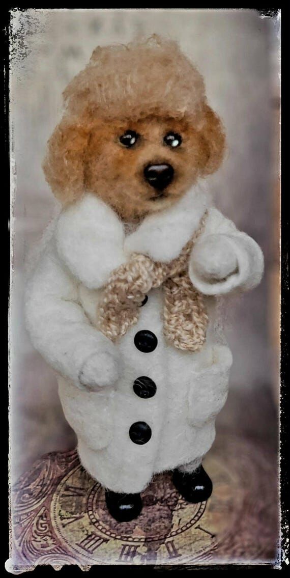 OOAK wool dog art toy, handmade, felted anima...