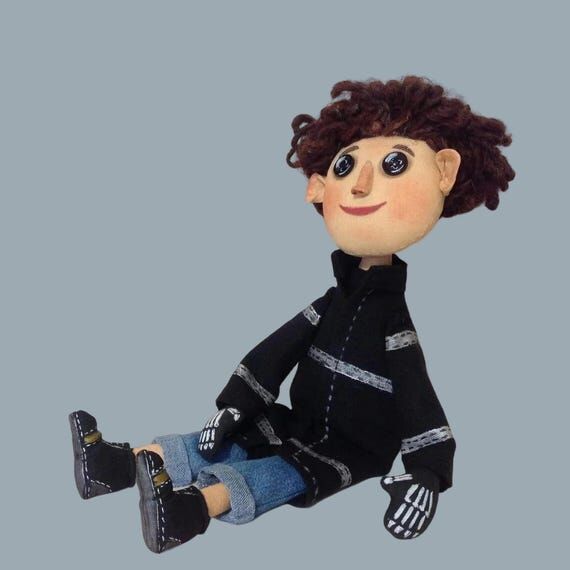 Art doll Wybie OOAK Button eyes Handmade tex...