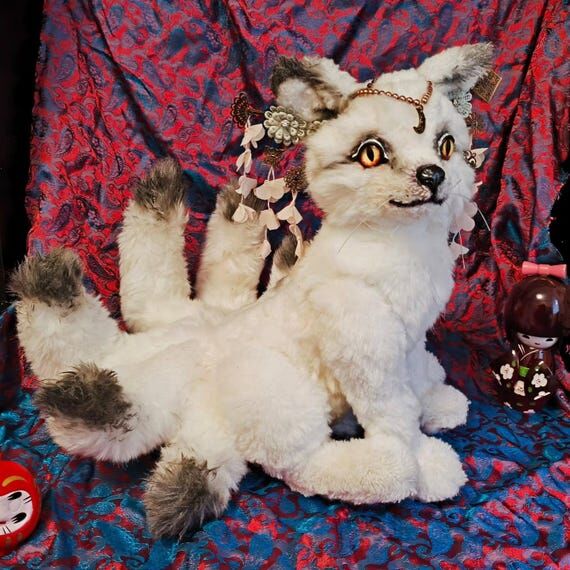 Kitsune, nine-tailed fox, handmade collectibl...