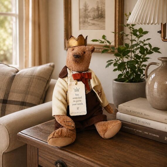 Crowned Artist Teddy Bear, Handmade Vintage S...