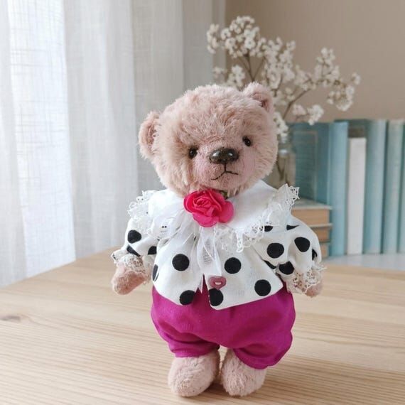 Handmade Teddy Bear 12 cm, OOAK Miniature Col...