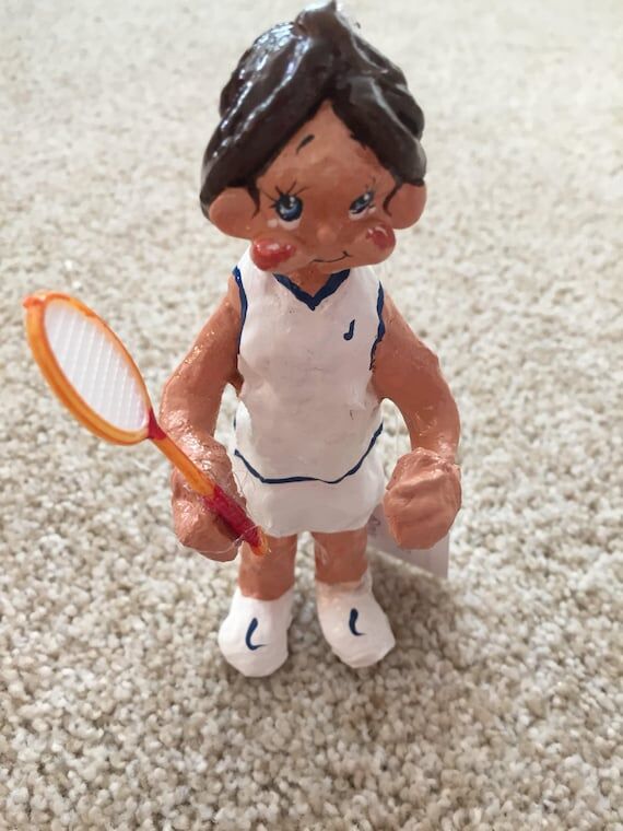 Girl Tennis Player Christmas Ornament and Cak...