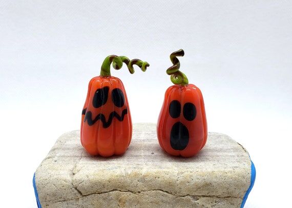 Glass Pumpkin Figurine, Little Glass Pumpkin,...