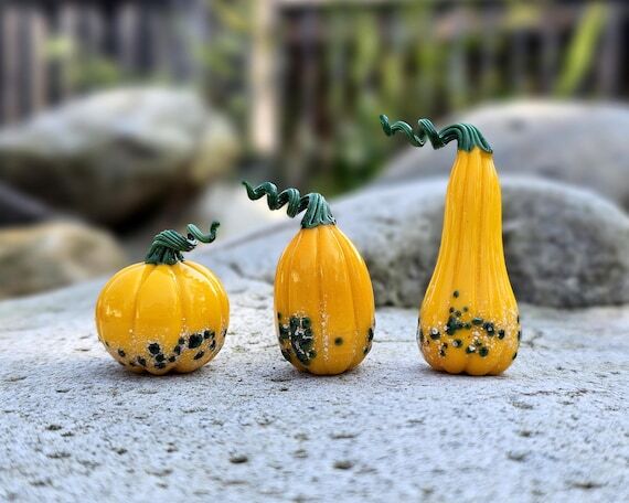 Handmade Glass Pumpkin Figurine, Little Glass...