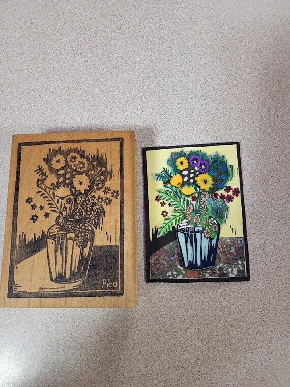 Vintage Art Rubber Stamp with Finished Sample...