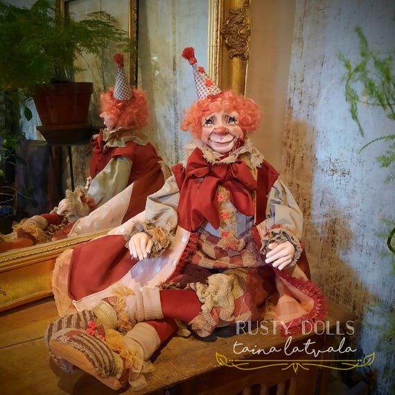 OOAK Clown Art Doll: Handmade, Harlequin Coll...