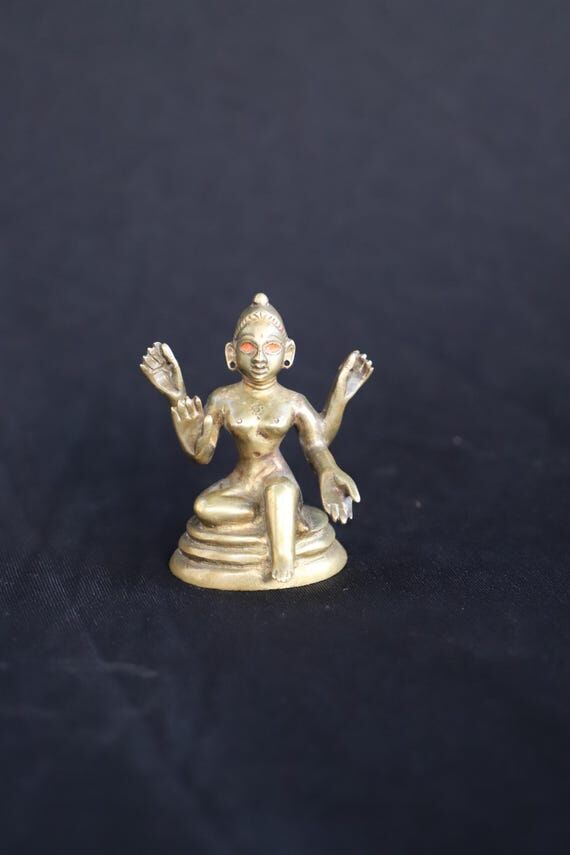 vintage Brass four hand Devi statue unknown c...
