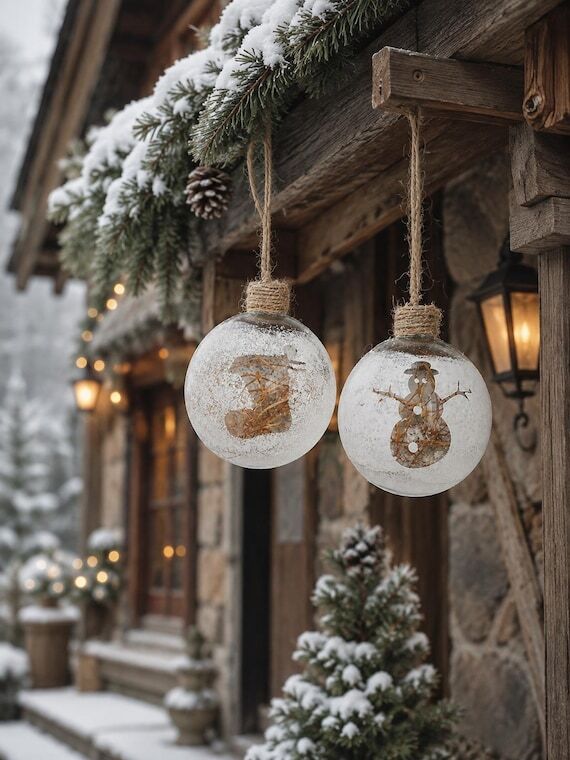 Glass Christmas Ornament, Snowflake Snowman S...