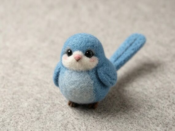 Felt Bird Figurine, Handmade Bird Decor, Wool...
