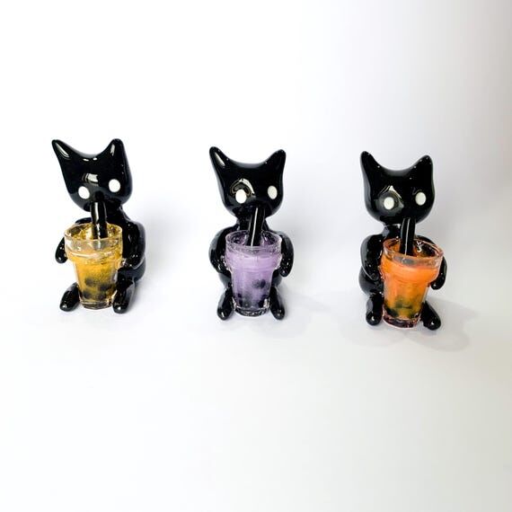 Handmade Boba Tea Cat Figurine: Polymer Clay ...