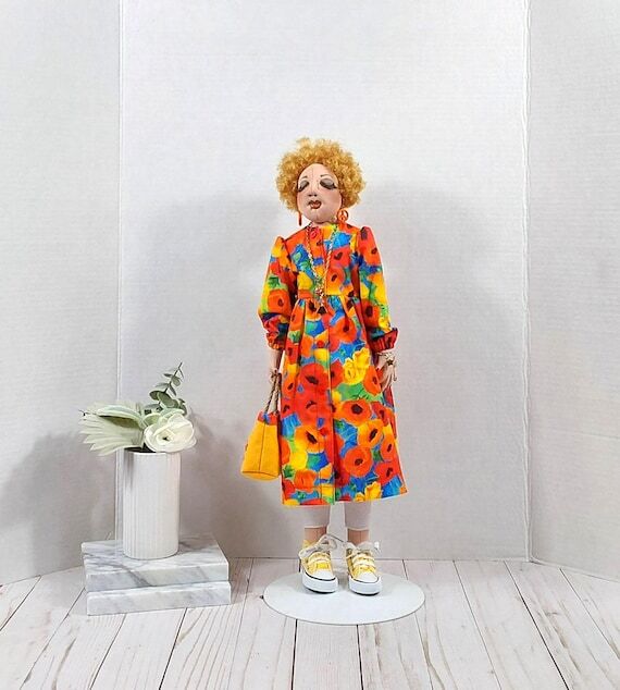 Soft Sculpture 20" Cloth Art Doll - Ema...
