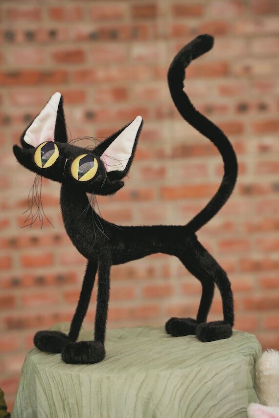OOAK Black Cat Art Doll | Handmade Poseable G...