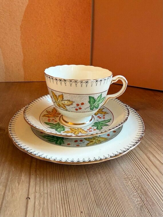 Vintage Delphine China Porcelain Tea Trio wit...