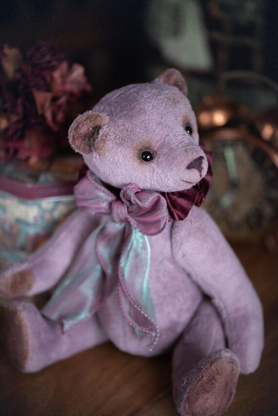 Charming velveteen teddy bear Pink artist ted...